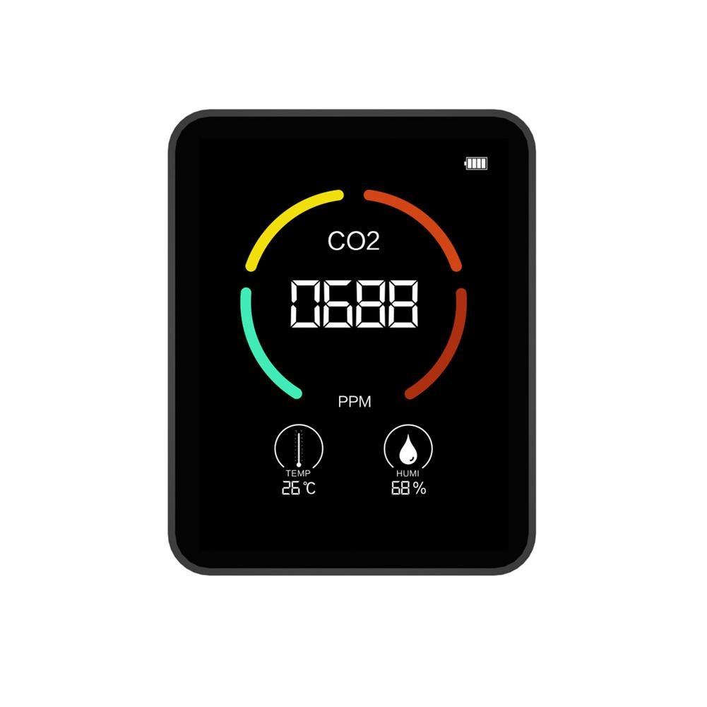 CO2 Sensor Medidor CO2 Meter Luchtkwaliteit Monitor Analyzer Medidor De Gas Kooldioxide Detector C02 Meter Monitor Tester: Black