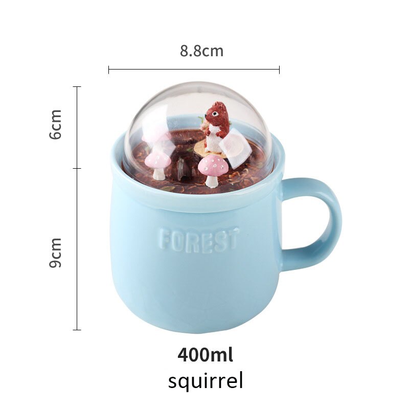 Creatieve Bos Dier Micro Landschap Mok Pot Melk Thee Koffie Mok Hoge Capaciteit Kantoor Keramische Kopjes Schoonheid 400ml: squirrel