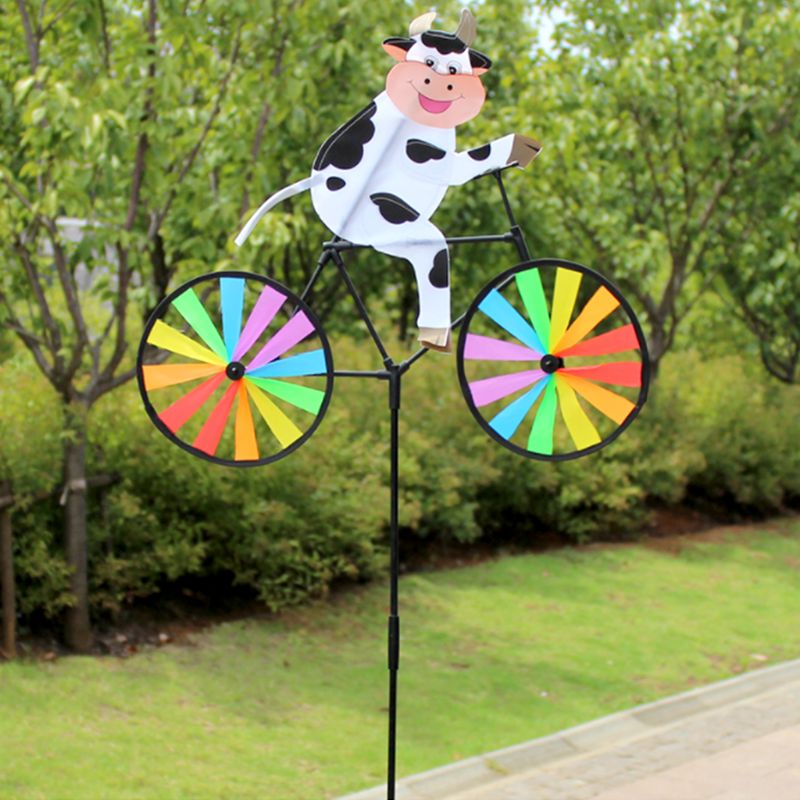 Mooie Handgemaakte Wind Spinner Cartoon Dier Fietsen Tuin Yard Party Camping Windmolen Kids Educatief Speelgoed Verjaardag Festival