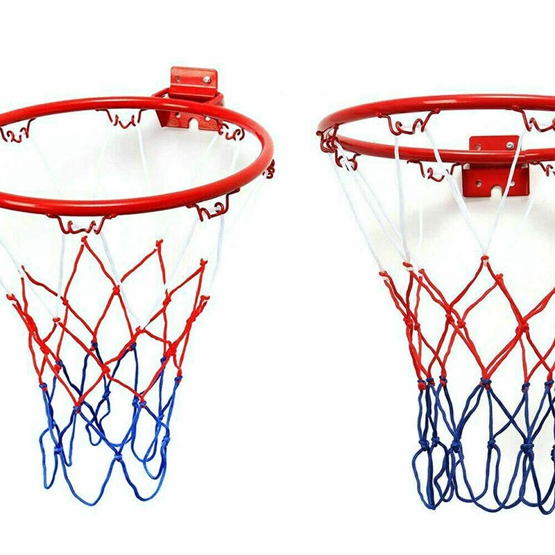 32cm veggmontert basketballkurv netting metallkant hengende kurv kurv-ball veggkant med skruer innendørs utendørs sport