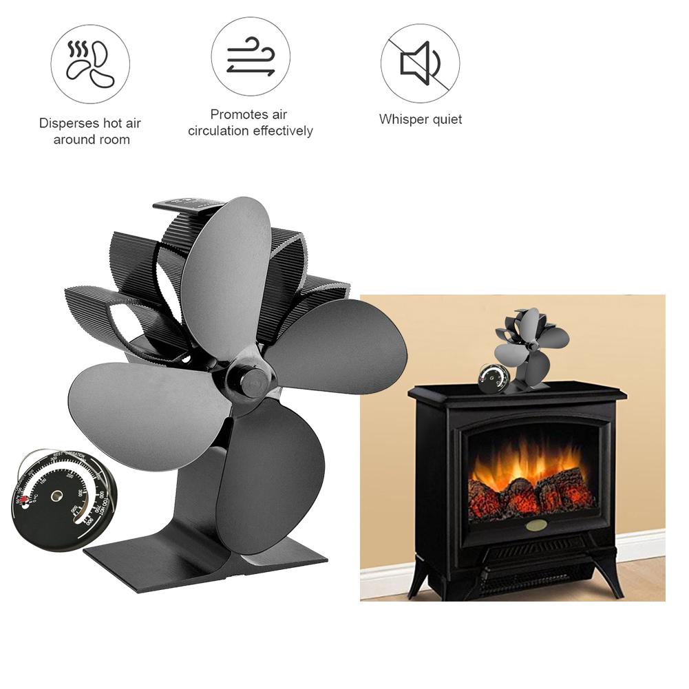 Ventilador de chimenea de energía térmica, ventilador de estufa alimentado por calor con aire para quemador de troncos de madera y chimenea