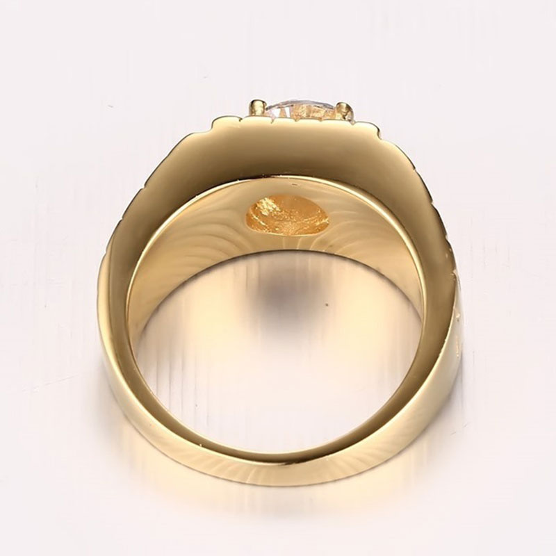 FDLK Men Wedding Rings Zircon Gold Color Alloy Jewelry Men's Rings Accessories Party