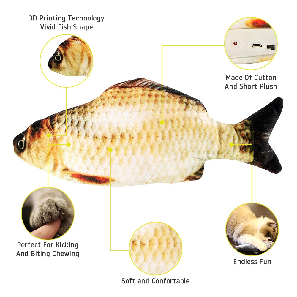Jouet de chat électronique 3D poisson Simulation électrique jouets de poisson pour chats jouet de jeu pour animaux de compagnie fournitures de chat juguetes para gatos jouets pour animaux de compagnie