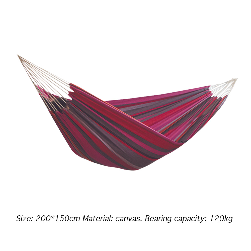 Canvas Hammock Thicken Leisure Stripe Double Single People Hanging Swing Bed Outdoor Garden Hammock Hanging Bed for Travel: E