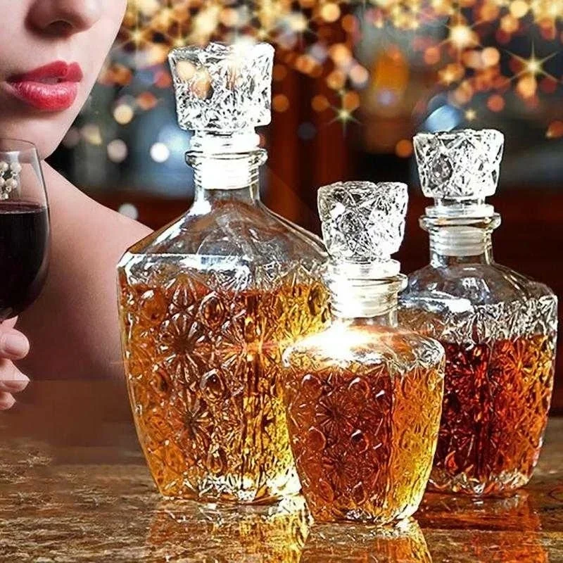 Bouteille de vin en verre sans plomb, carafe à whisky pour liqueur, Bourbon Scotch 800 ml