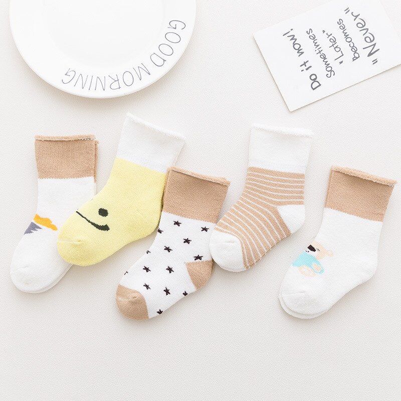 5Pairs/lot Infant Baby Socks Autumn Baby Socks for Girls Cotton Newborn Cartoon Boy Toddler Socks Baby Clothes Accessories