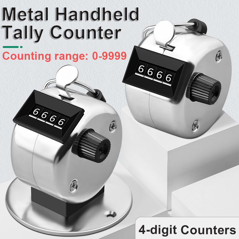 Metal Handle Tally Counter 4-Digit Number Clicker Counter Manual Mechanical Counters Clickers Pitch Counter for Coaching Fishing