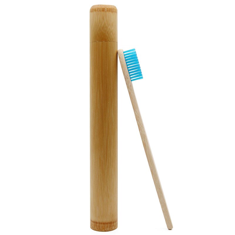 1Pcs Natuurlijke Bamboe Buis Voor Tandenborstel Eco Vriendelijke Travel Case Hand Made 21Cm Bamboe Tandenborstel Buis Draagbare Reizen verpakking: Blue