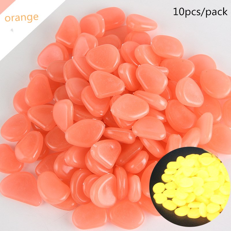 10Pcs/Packnew Lichtgevende Stenen Diy Tuin Park Road Aquarium Vaas Decaration Kids Glow In Dark Speelgoed Voor party Decoraties Steen: orange