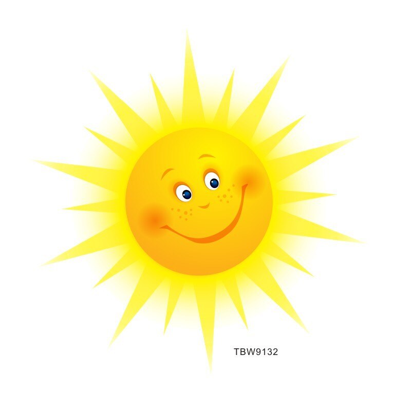 Cute Smiling Sun Wall Sticker Wallpaper Unique Wall Decal Decorative Sticker Baby Living Room Home Bedroom Removable