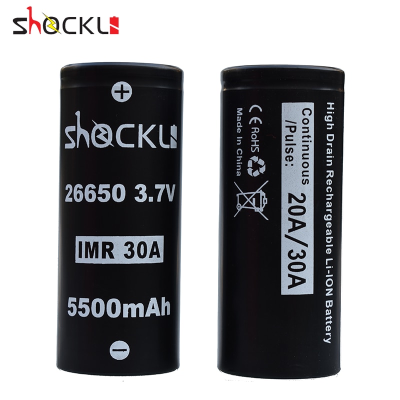 Shockli 26650 battery 26650 5500mAh 3.7V li-ion rechargeable battery 20A 30A for high power flashlights U21 l2 TC20 DQG Tiny