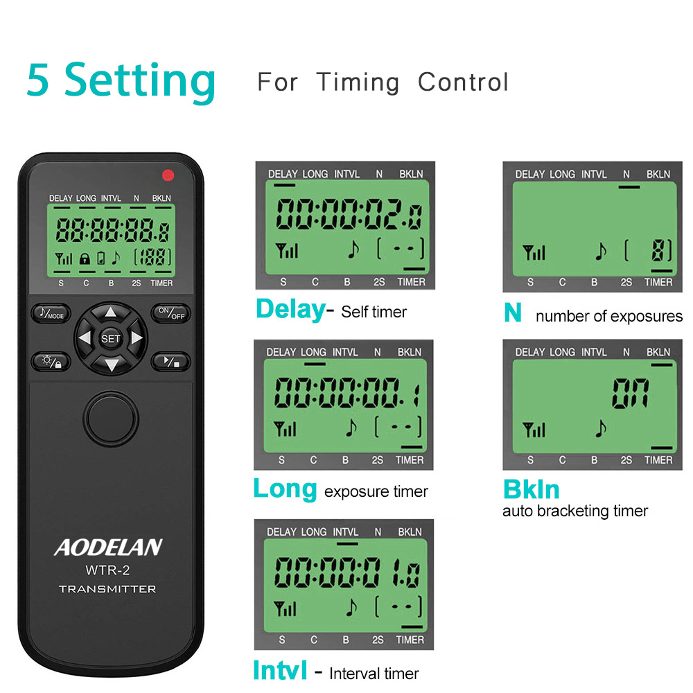 AODELAN-mando a distancia inalámbrico con temporizador, Cable disparador para cámara Canon, Nikon y Sony, C6, C8, N8, N10, S6, S8, O6, P6