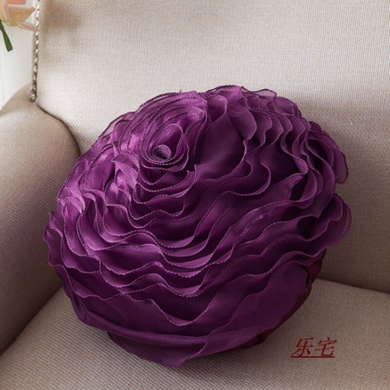 3d Yarn Rose Pillows Romantic Flower Sofa Cushion Bed Flower Pillows Wedding Decor Rose Pillows Valentine's Day: Purple