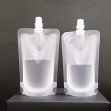 10pc Disposable Transparent Self-supporting Liquid Nozzle Bag Juice Beverage Bag Disposable Handle Packing Ziplock Pouch
