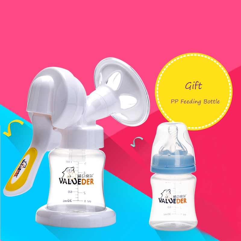 VALUEDER Newest Manual Breast Pump with Non-spill Milk Bottle Set Soft Silicone PP Women Feeding Breast Pump Bottle Sucking