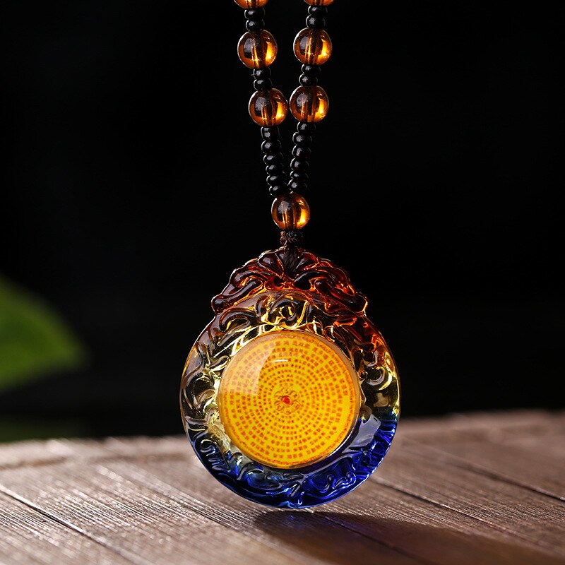 Tibetan Pendant Buddhism Amulet Necklace Shurangama Mantra Talisman Lucky Wealth Necklace Jewelry Accessories: 1PCS   3