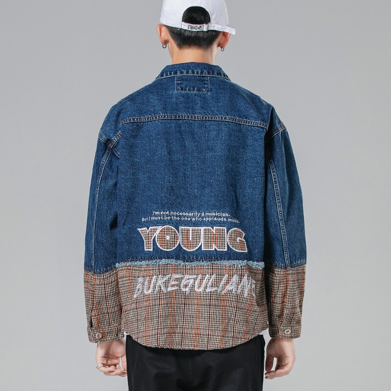 iiDossan Classic Coat Men Denim Jackets Jeans Jacket Hip Hop Streetwear Overalls Denim Men Patchwork Denim Casual Coats