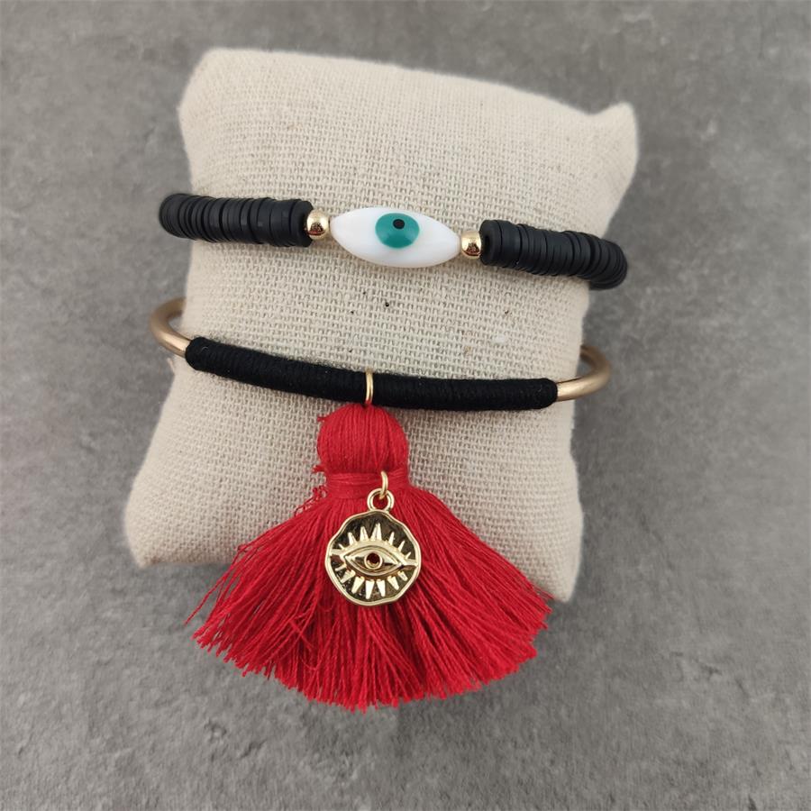 Boho Lucky Evil Eye Armbanden Voor Vrouwen Witte Kleur Handgemaakt Rubber Touw Gouden Armband Sieraden Kwast Armband Vrouw: Kobalt Violet