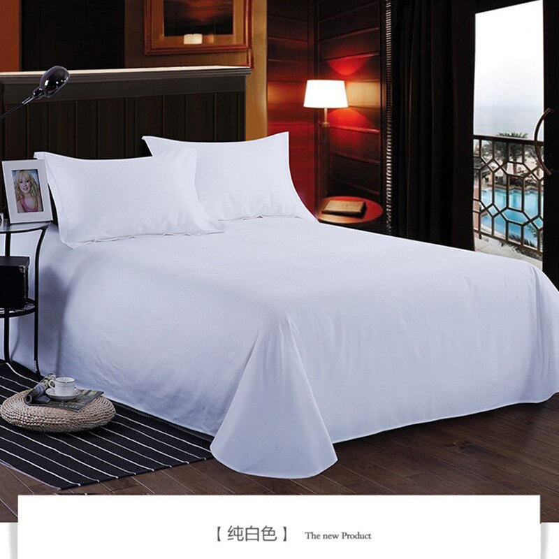 100% Cotton White Color Flat Sheet For Children Adults Single Double Bed Flat Bedsheets XF632-1