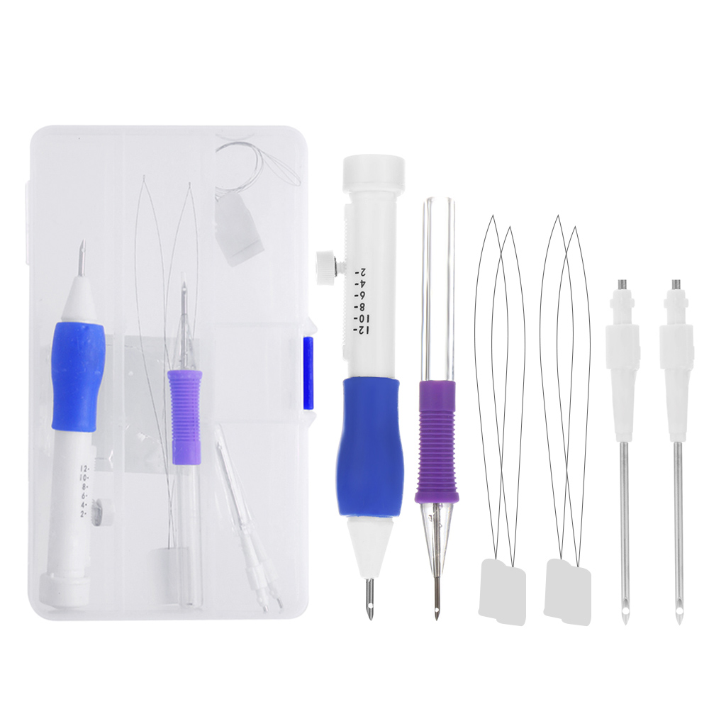 9x Embroidery Punch Needle Kit Stitching Tool Set Magic Embroidery Needle Pen Weaving Tool Knitting Sewing Tools for DIY Sewing: 9Pcs