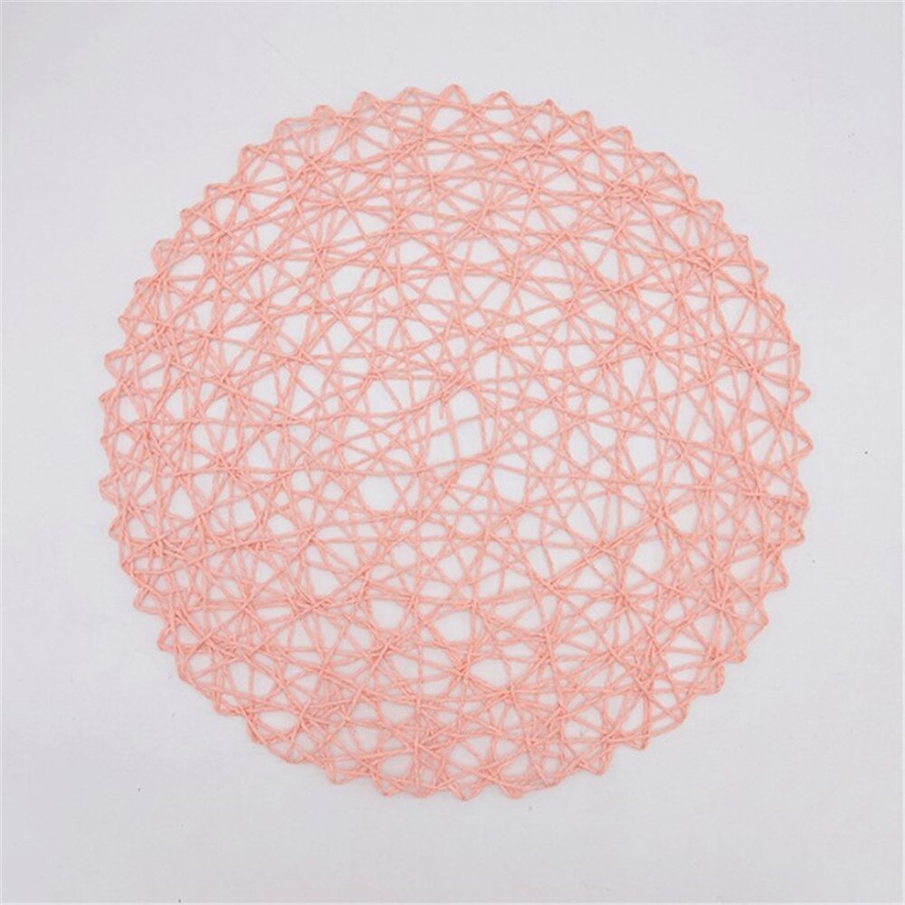 4Packungen Runde Papier gewebte Tischsets Holz tischsets Rattan tischsets Braun Papier Stroh tischsets für Esszimmer Party Hochzeit: Rosa
