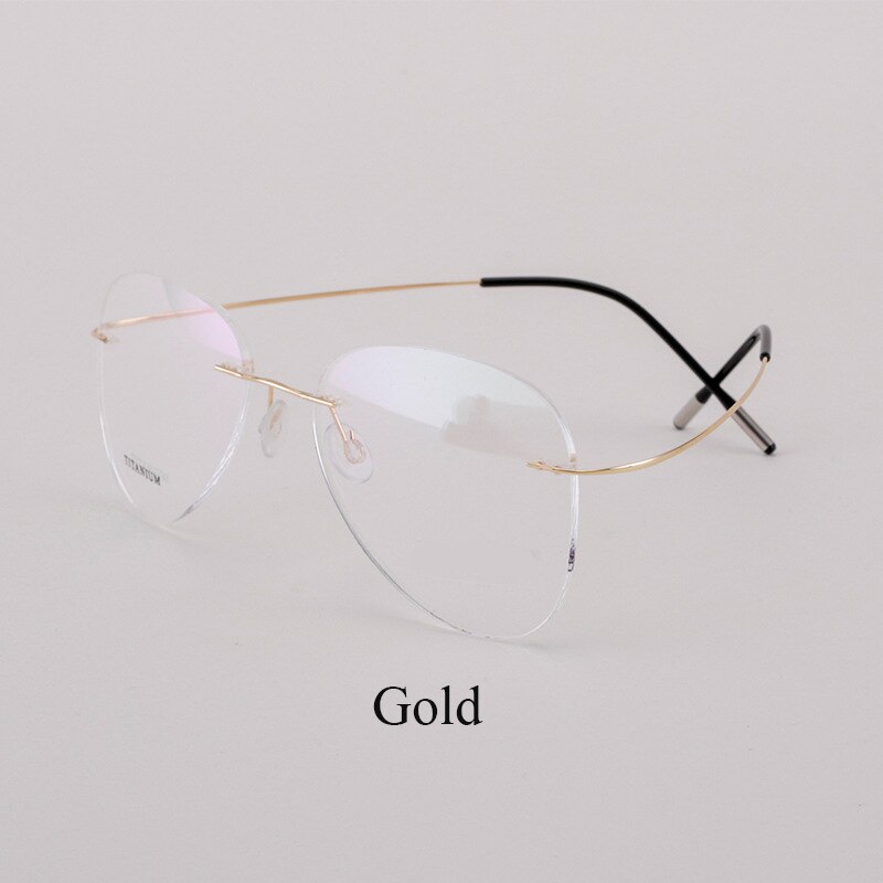 Bclear Titanium Randloze Brillen Optische Glazen Frame Mannen En Vrouwen Eyewear Lichtgewicht Flexibele Spektakel: Goud
