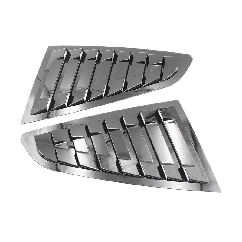 2Pcs Glossy Black Rear Window Side Vent Louvers Cover Shield Decoration Sticker for Ford Mustang