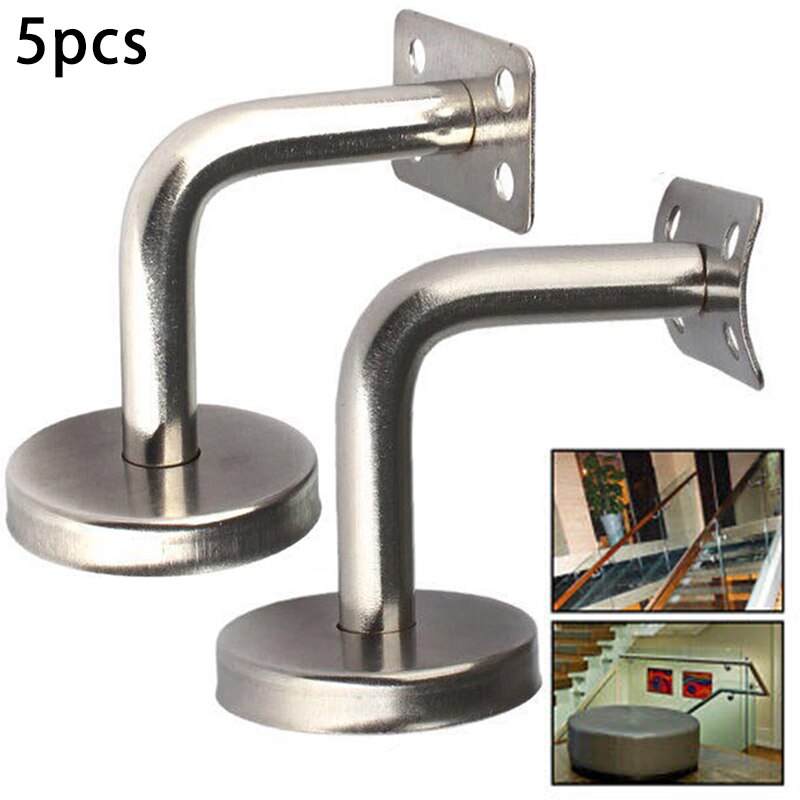 5*Stainless Steel Handrail Bannister Stair Rail Bracket Balustrade Wall Support.