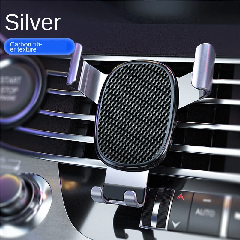 Vehicle mobile phone holder navigation bracket for automobile car air outlet support gravity universal bracket: Silver
