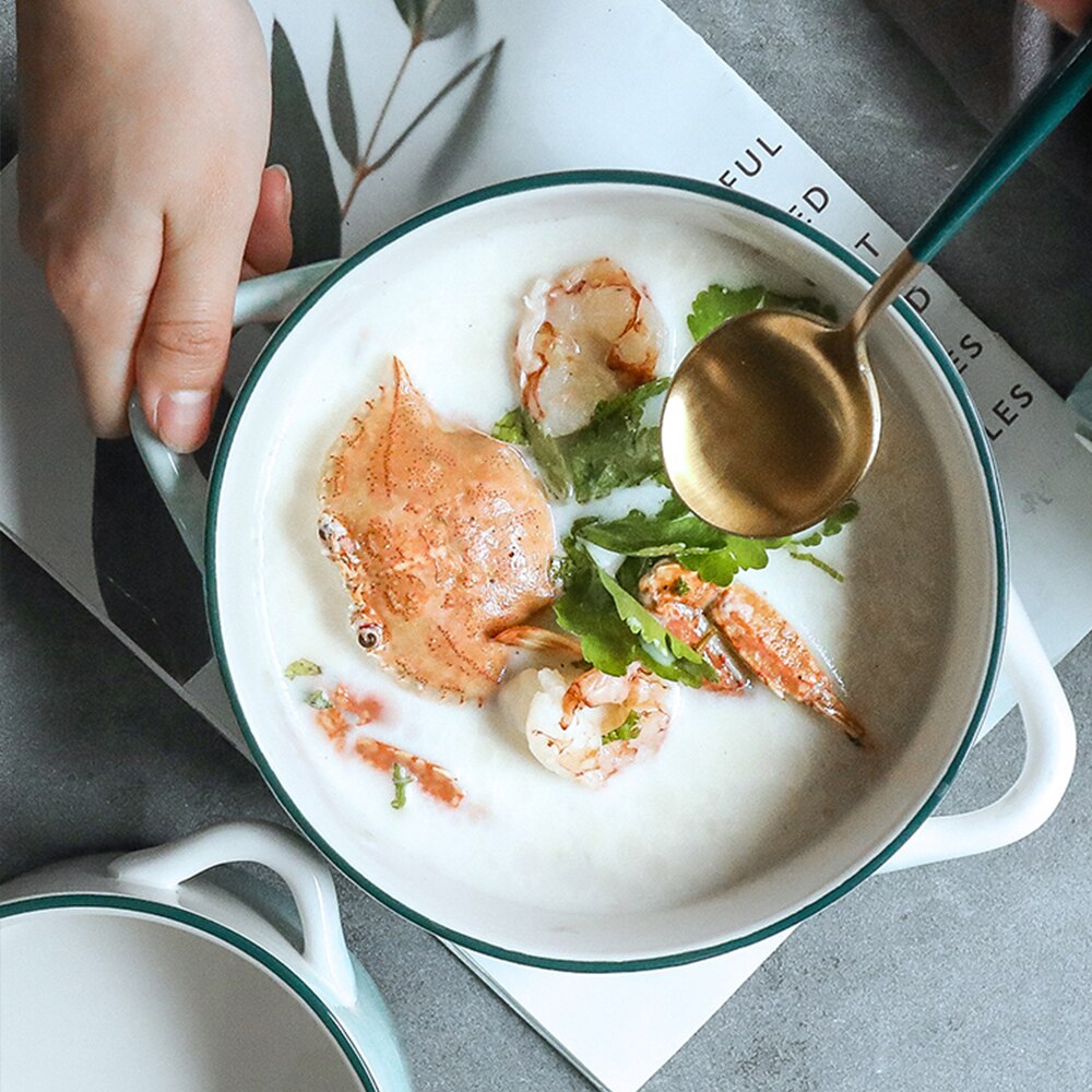 Lucky Day Round Square Ceramic Soup Plate For Oven Microwave Home Hotel Kitchen Breakfast Lunch Dinner Salad Fruit Plate