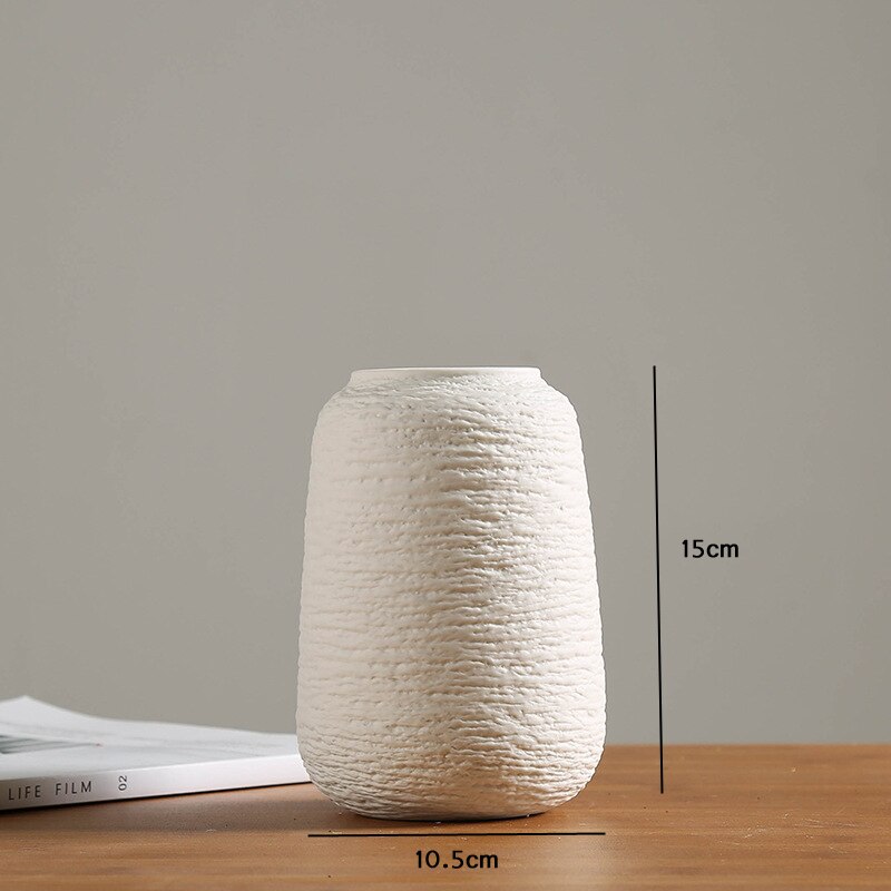 Hvit vase keramikk vase hjemmedekorasjon tilbehør tørr blomst moderne minimalistiske litterære vaser for blomster ev dekorasyon: 4