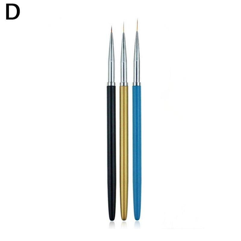3pcs/set Sequins Nail Drawing Pen Nail Art Acrylic French Painting Brush Flower Stripes Lines Diy Manicure Tool Paint Pen: MULTI