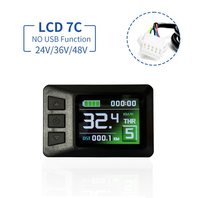 KT Ebike Display LCD7C TFT 24V/36V/48V Electric Bicycle Panel LCD Display Smart Control Ebike LCD Display: LCD7C SM plug