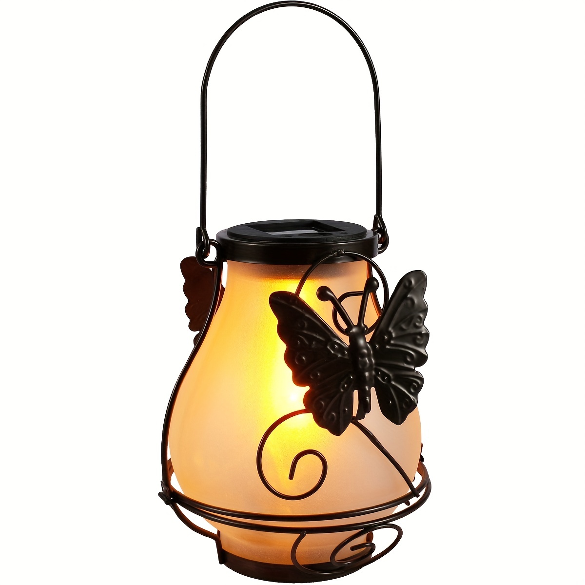 Lampe solaire d'extérieur libellule, lumière 62 flammes, colibri, statue d'animal en métal, LED, lanterne étanche, papillon: vert militaire