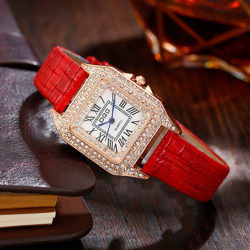 W nowy plac owalny damski zegarek rzymski Gypsophila moda kwarc osobowości diament w stylu retro prosty zegarek