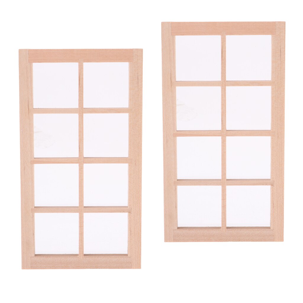 2 Pack Dolls House Miniature Window Frame 8 Pane DIY Builders