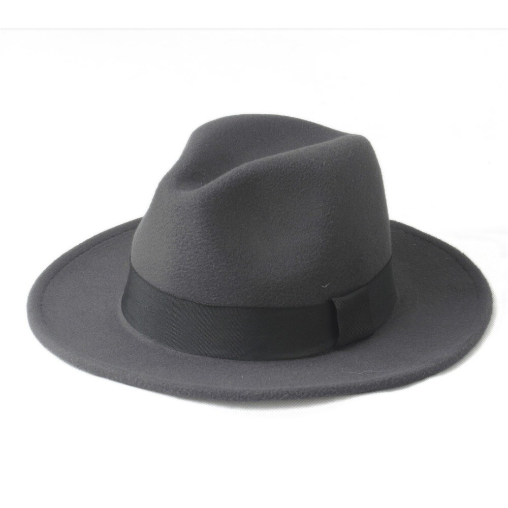100%  uld bred rand vinter efterår mænd følte trilby fedora hat til gentleman top cloche panama sombrero cap 58cm