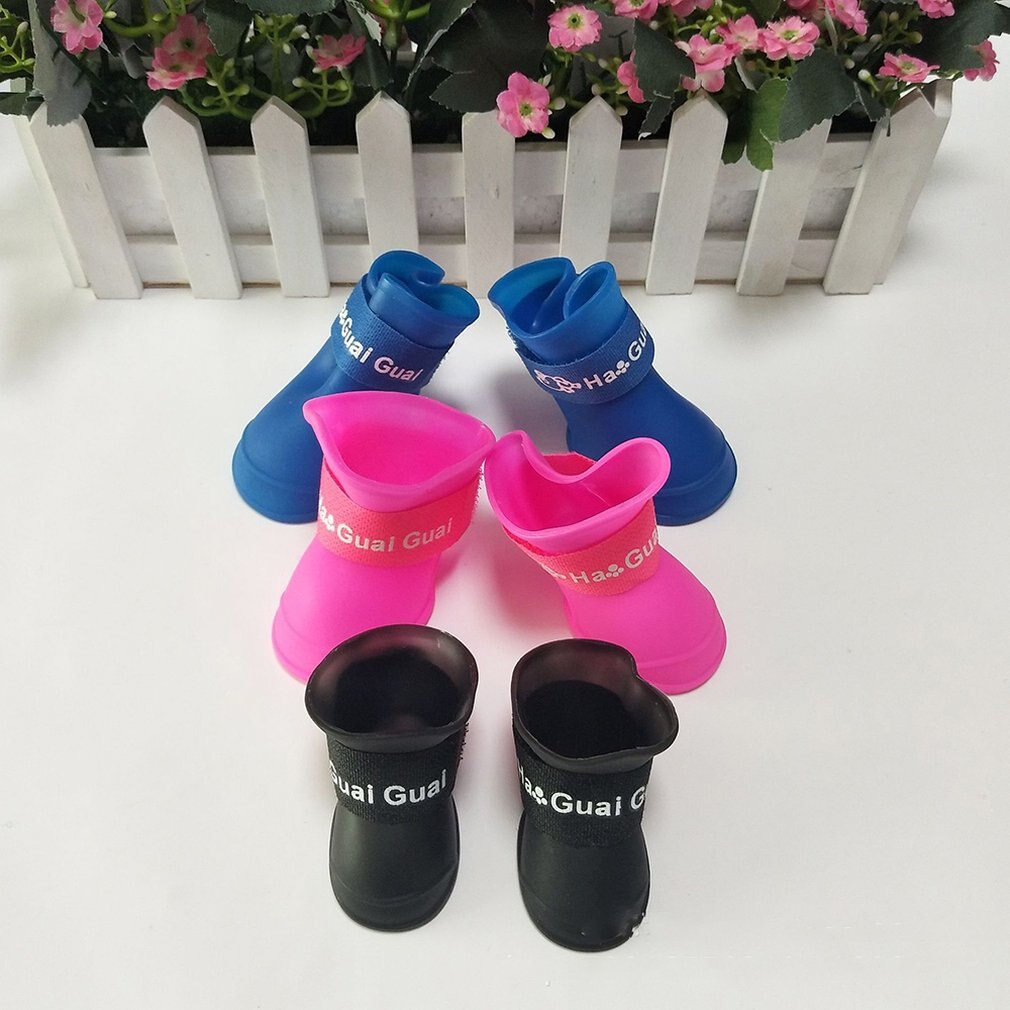 1 Paar/set Waterdichte Siliconen Anti-Slip Huisdieren Honden Schoenen Ademend Effen Kleur Regen Laarzen Schoenen Voor Dierbenodigdheden