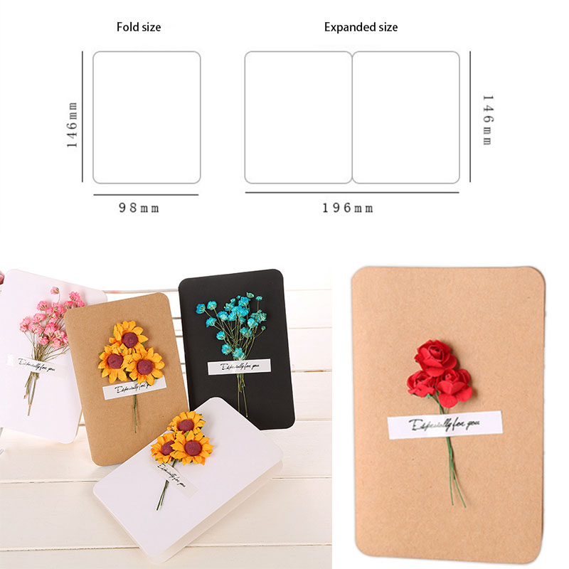 Dry flower greeting card retro blank small card mother's day thank you thanksgiving blessing card diy birthday card