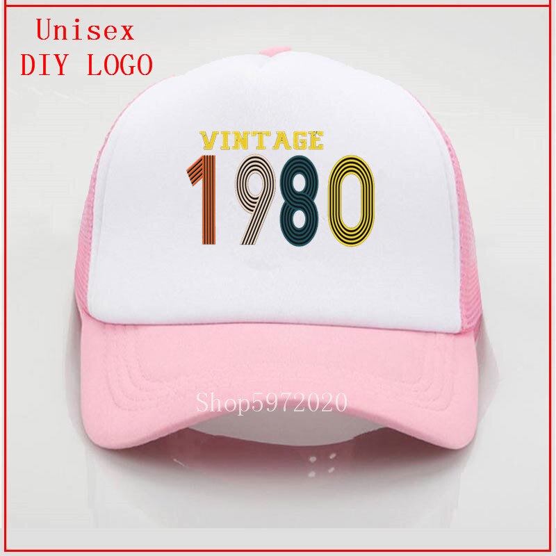 1980 vintage year hats for men snapback sun hats for women bucket hat baseball cap mens bassball caps best selling: 6pink-white / Kids