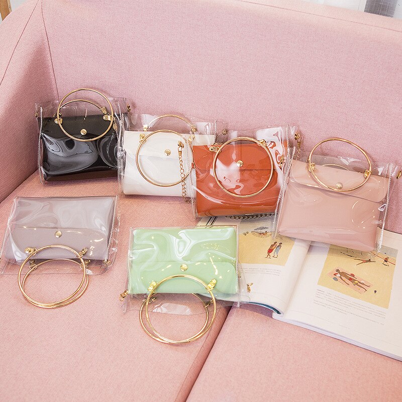 Luxury Handbag Women Transparent Bucket Bag Clear PVC Jelly Small Shoulder Bag Female Chain Crossbody Messenger Bags