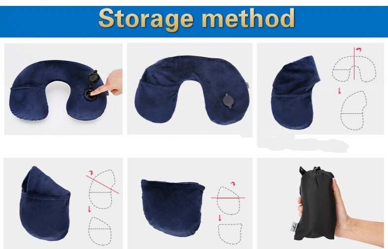 Pa. Een Upgrade Hooded Reizen Kussen H Shape Quick Inflatie 360 Graden Ondersteuning Nekkussen Voor Kantoor Vliegtuig Trein Dutje Kussen