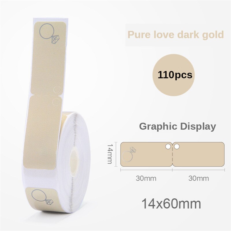 D11Printer Label Jewellery Bracelet Waterproof Anti-Oil Tear-Resistant Price Label Pure Color Scratch-Resistant Label Paper Roll: Pure love dark gold