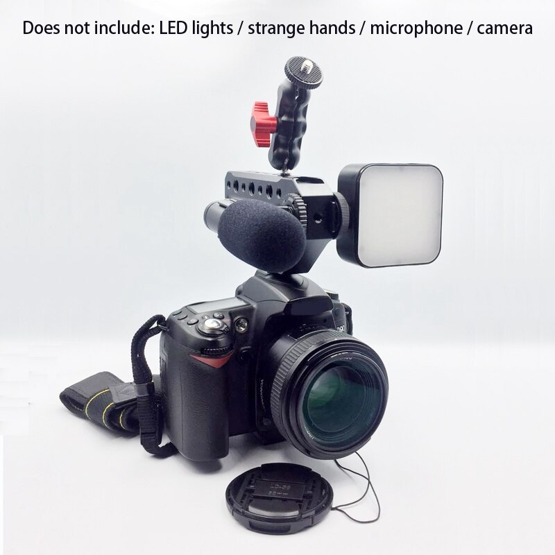 Dslr Camera Handgreep Metalen Shoe Adapter Mount Universele Handgreep Voor Camera Fill Licht Microfoon 1/4 3/8 Schroef
