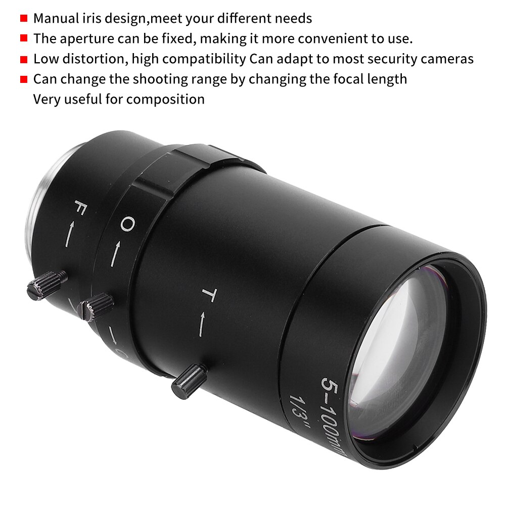 1.3MP Zoom CCTV Lens CS dağı manuel diyafram 5 100mm alüminyum alaşım güvenlik kamera CCTV Lens