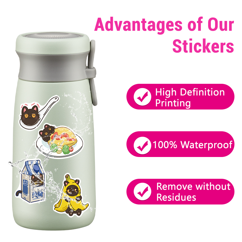 50 STKS Leuke Zwarte Kat Stickers Grappige Cartoon Kat Meme Decals Pack Waterdicht Vinyl Sticker voor Scrapbooking Skateboard Journaling