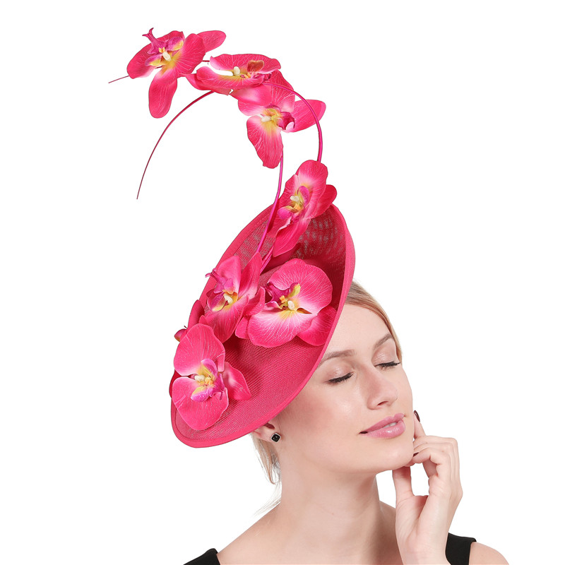 Mulheres Floral Decor Chapelaria Boné, Chá Fascinador Chapéu, Flor Extravagante Headwear, Bonito Headwear, Festa Derby, Elegante senhoras