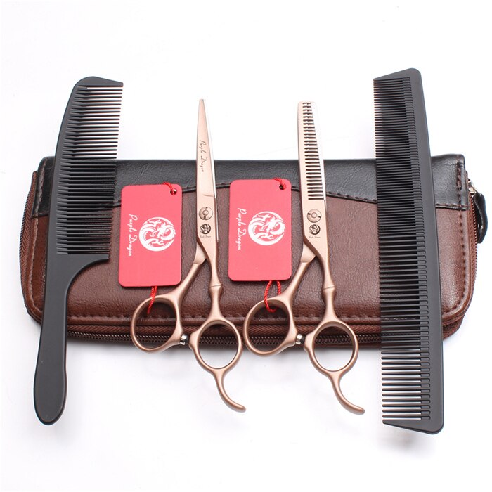 6In. 17.5cm 440C Purple Dragon Rose Gold Hairdressing Scissors Thinning Shears Cutting Scissors Hair Scissors Z9030: Z9030 Jin 4P 6YY