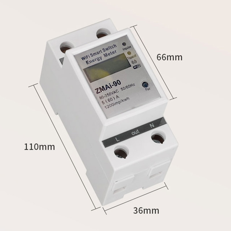 Wifi smart strømmålerbryter strømforbruk energiovervåking meter 110v 220v din skinn smart life / tuya app fjernkontroll