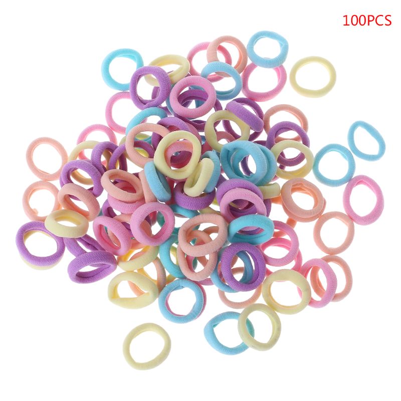 100 100 Pcs/Set Hair Band Girls Ponytail Elastic Soft Nylon Headband Headwear Candy Color Cute Accessories Kids Children